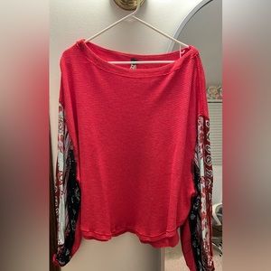Long sleeve, red, top, we the free, thermal, Medium, great condition